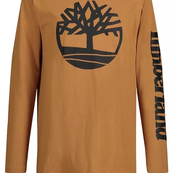 Timberland LG 14/16 Brown Long Sleeve Logo TShirt Cotton Casual Crew Neck shirt - Picture 12 of 16